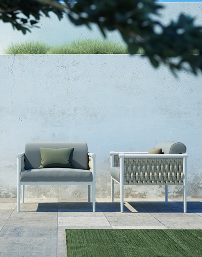 Fauteuil structure alu tressée